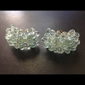 Vintage turquoise beaded earrings clip on